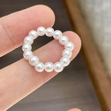 Daiiibabyyy  Romantic Pearl Rose Flower Finger Rings for Women Girls 3D Pink Rose Ring Elegance Aesthetic Jewelry Temperament Accessories