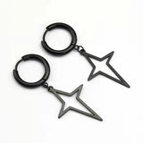 Daiiibabyyy  Retro Classic Black Enamel Star Drop Dangle Earrings for Women Cute Five-pointed Star Stainless Steel Hoop Earrings Jewelry Gift