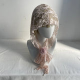Daiiibabyyy  Spring New Girl's Hollow Lace Lolita Headcloth Photo Decoration Korean Ins Silk Scarf Versatile Skirt Kawaii Women's Accessories