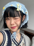Daiiibabyyy Women's Knitted Triangle Bandana Turban Crochet Hair Scarf Headband Wide HairBand Headwrap Flower Knitted Girls Hair Accessories