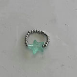 Daiiibabyyy  Summer Mint Blue Starfish Beaded Necklace Bracelet Ring Seaside Vacation Jewelry Set For Women And Girls Boho style