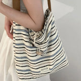 Daiiibabyyy  Contrast Color Striped Simple Grunge Shoulder Bags Sweet Y2k Aesthetic Casual Handbags All Match Chic Women Fashion Underarm Bag