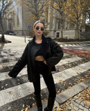 DAIIIBABYYY  -  Women Retro Faux Leather Jacket Solid Lapel Long Sleeve Single Breasted Pockets Padded Warm Outwear Fall Winter Chic Coat