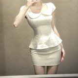 DAIIIBABYYY  -  Slimming French Style Pure Desire Sweet Two-Piece Set Women's Summer Trendy Top Half Skirt Ensemble Waist-Cinching Top