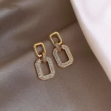 Daiiibabyyy  Exquisite Luxury Micro Inlaid Zircon Geometric Square Earrings for Woman Korean Fashion Jewelry Party Girls Unusual Earring