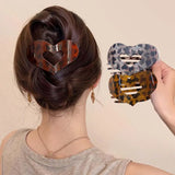 Daiiibabyyy  Korean Acetic Oval Flat Hair Clips for Women Elegant Leopard Matte Curved Round Hair Claw Clip Barrettes Hair Accessories