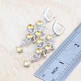 Daiiibabyyy Plant Yellow Zircon 925 Silver Jewelry Sets Bridal Bracelets Earrings Rings Pendant For Women Wedding Necklace Set