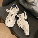 DAIIIBABYYY   -  Super fire leather thick sole increase daddy shoes spring/summer new mesh breathable running shoes women's casual sports sh