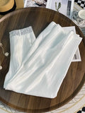 DAIIIBABYYY  -  New Sequins Decor Satin White Pants For Women Summer Thin Design Heavy Industry Shining High Waist Slimming Wide Leg Pants