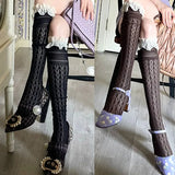Daiiibabyyy  New Lolita Lace Edge Fishnet Thigh High Stockings Japanese JK Y2K Retro Ballet Socks for Women Summer Overknee Hosiery Stockings
