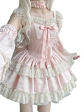DAIIIBABYYY  -  Japan Sweet Lolita Jsk Dress Women Elegant Ruffles Lace Bandage Princess Strap Dresses Girls Y2k Kawaii Tea Party Mini Dress
