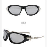 Daiiibabyyy  American Style Spicy Girl with A High-end Feel Y2K Cyberpunk Personality Sunglasses Women's Trendy Concave Shaped Sunglasses
