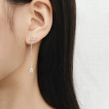 Daiiibabyyy Silver Color Zircon Angel Earrings for Women Girl Birthday Gift Water Drop Delicate Elegant Jewelry Dropshipping