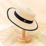 DAIIIBABYYY  -  New Summer Fashion Straw Hat Womrn Female Flat Brim Sun Protection Cap Outdoor Travel Beach Sun Hats