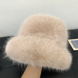 Daiiibabyyy  Big Fluffy Faux Fur Bucket Hat for Women Luxury Plush Fisherman Hat Warm Winter Hat Thicken Cold Snowy Day Panama Cap