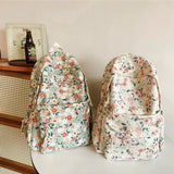 Daiiibabyyy  Fashion Flower Print Women's Backpacks Multifunction Large Capacity School Backpack Zipper Book Bag Students