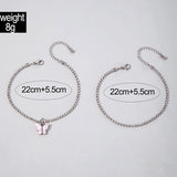 Daiiibabyyy Exquisite Crystal Butterfly Pendant Anklet for Women Sparkling Double Layer Rhinestone Feet Chain Accessory Fashion Jewelry Gift