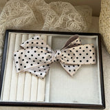 Daiiibabyyy  Korean Style Large Polka Dot Bowknot Hair Clips Women's Vintage Wide Ribbon Bow French Barrette Top Clip Sweet Hair Accessories
