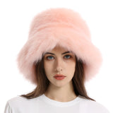 Daiiibabyyy  New autumn and winter plush imitation fox fur basin hat ski hat fisherman hat warm fur furry imitation fur women's hat