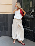 Daiiibabyyy  Lazy Wide-Leg Loose Lantern Pants Women's Spring Autumn Street Style Fashionable Comfortable Dopamine Color System Casual Pants