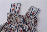 DAIIIBABYYY  -  Women's Summer French Retro Resort Style Floral Slim Small Suspender Tops + High Waist Loose Casual Wide-leg Pants Two-piece Set