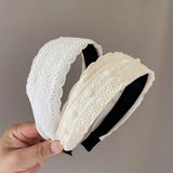 Daiiibabyyy  1/2 Pcs ladies' Hair Bands Korean Pearl Lace Wide Edge Sweet Simple Versatile Hair Hoops Retro And High-quality Hair Accessories