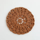 Daiiibabyyy  Red Knitted Hollow Handmade Crochet Beret Women Spring Autumn Thin Big Head Showing Face Small Versatile Painter Hat