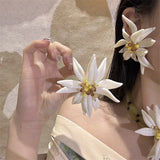 Daiiibabyyy  Exaggerated Earrings Necklace Flower Resin Crystal Necklace Chinese Style Fashion Clavicle Chain Niche Temperament Bracelet