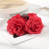 DAIIIBABYYY  -  Simulated Double Flower Hair Claws Rose Hair Clip Women Wedding Holiday Hair Crab Fashion Ponytail Hairpin Hair Accessories