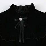 DAIIIBABYYY  -  Elegant Black Velvet Dress Retro 2000s Ruched Patchwork Short Sleeve Party Dresses for Women Japanese y2k Ladies Outfits