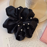 Daiiibabyyy Hair Accessories Cloth Female Solid Color Gift Women Hair Ring Korean Style Hair Rope Ponytail Holder Pearl Hair Scrunchies