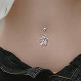 DAIIIBABYYY  -  Dream Blue Star Dangle Navel Ring Butterfly Moon Belly Button Ring Big CZ Punk Navel Piercing Ombligo Body Jewelry