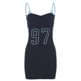 DAIIIBABYYY  -  American Casual Digital Printed Wrap Hip Dress Women's Summer Sports Hot Girl Contrasting Color Slim Fit Dress Female Clothes