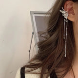 Daiiibabyyy Y2K Fairy Butterfly Tassel Ear Clips For Women Ear Bone Clip Earring No Ear Hole Ear Cuff Hanging Earring Fashion Jewelry Gift