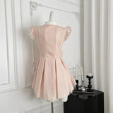 Daiiibabyyy  Striped Print Japanese Sweet Kawaii Pink Women Dress Fashion Cute Bow Y2k Princess Dress Harajuku Chic Lace Korean Clothes