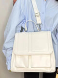 Daiiibabyyy Korean version niche design new PU fashion original student class commuting milk white backpack versatile cross-body bag