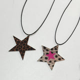Daiiibabyyy  Y2K Jewelry Acrylic Star Leopard Print Pendant Necklace for Women Sexy Punk Beautiful Pink Star Necklace Accessories Grunge Goth