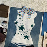 Daiiibabyyy  Summer American Y2k New Star Spicy Girl Retro Morning Japanese Miscellaneous Top Front Shoulder Short Slimming T-shirt