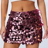 Daiiibabyyy  Ladies Elegant Side Slit Night Club Half Dresses Hot Woman Sequins Shinny Mini Skirts 2025 Solid Color Bag Hips Bodycon Skirts