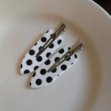 Daiiibabyyy  Blue Striped Hair Spring Clip Square Heart Acetate Hairpin Cute Black White Polka Dot Side Hair Clips Vintage Hair Accessories