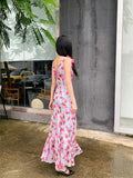 DAIIIBABYYY  -  Rose Backless Sleeveless Long Dress Summer 2024 Woman V Neck Ruffles A Line Vacation Maxi Dress Holiday Outfits