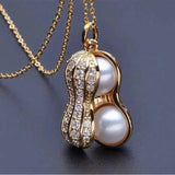 Daiiibabyyy Fashion Pearl Peanut Necklace Women's High-end Crystal Pendant Collar Sweater Chain Best Friend Birthday Party Jewelry Gifts