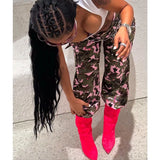 Daiiibabyyy Women's Multi Pockets Camouflage Cargo Pants High Waist Button Fly Zipper Casual Versatile Trend Y2k Trousers Hipster Streetwear