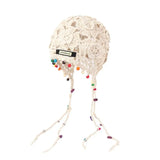 DAIIIBABYYY  -  Crochet Flower Hollow Tassels Knitted Hat Hollow Out Bohemian Style Knit Cap Thin Handmade Ethnic Style Hat Apparel Accessories