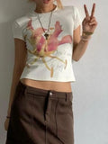 Daiiibabyyy  Harajuku Printing Cropped Fairy Tops Y2k Aesthetic Summer Casual Vintage T-shirt Women Streetwear Grunge Slim Fit Tshirts