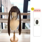 Daiiibabyyy  Cute Lolita Girl Long Medium Length Wig Full Head Cover Style JK Universal Wig 80cm Head Cover Elegant Hair Extension