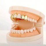 Daiiibabyyy  Stainless Steel Double Hollow Teeth Cap for Women Men Punk Hip Hop Gold Color Geometric Smooth Star Dental Grillz Couple Jewelry