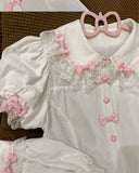 DAIIIBABYYY  -  Lolita Kawaii Lace Patchwotk Shirt Y2k Aesthetic Doll Collar Grunge Blouse Women Japanese Sweet Shirts Contrast Color Bow Femme
