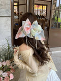 Daiiibabyyy  Girl's Scrunchies Korean Version Rainbow Pearl Large Hair Band Sweet Style Hair Tie Pleated Twisted Hair Band Bow Cute Hair Clip