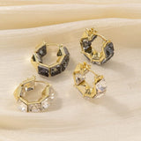Daiiibabyyy  Plated Cubic Zirconia Drop Hoop Earrings for Women Luxurious Fashion Huggies Party Jewelry Gifts